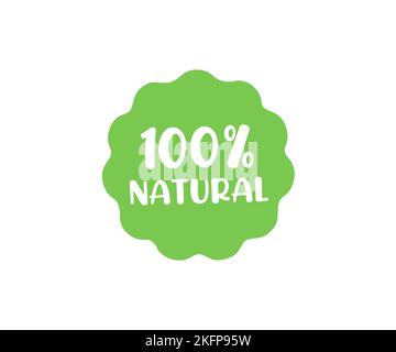 100% natürliche Stempel, Etikett, Aufkleber. 100% natürliches Produkt-Logo-Design. Eco Green Energy Konzept, 100 Prozent natürliches Label Vektor-Design. Stock Vektor