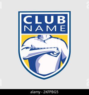 Ein Logo einer Fußballmannschaft mit einem Platzhalter für Namenstext Stock Vektor