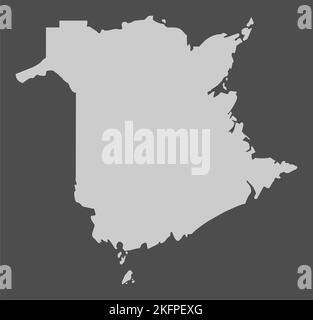 New Brunswick, Kanada. Kartensymbol auf dunklem Hintergrund isoliert. Stock Vektor