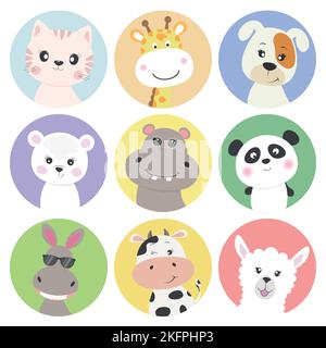Niedliche Cartoon-Figuren Tiere, kawaii flachen Stil. Stock Vektor