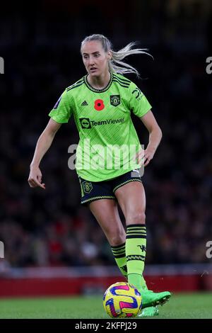 Millie Turner aus Manchester United beim Barclays FA Women's Super League-Spiel zwischen Arsenal und Manchester United am Samstag, 19.. November 2022, im Emirates Stadium in London. (Kredit: Tom West | MI News) Kredit: MI Nachrichten & Sport /Alamy Live News Stockfoto