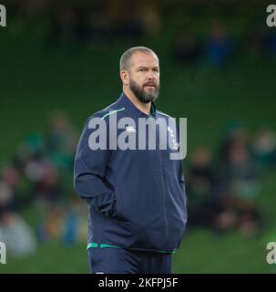 19.. November 2022; Aviva Stadium, Dublin, Irland: Autumn Series International Rugby Ireland gegen Australien; Andy Farrell Ireland Cheftrainer Stockfoto