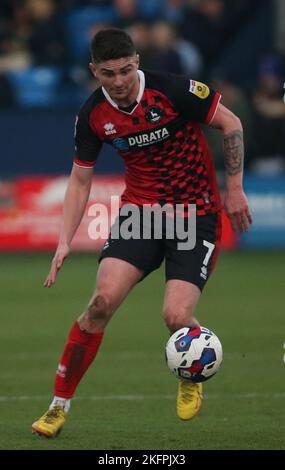 Jake Hastie von Hartlepool United während des Spiels der Sky Bet League 2 zwischen Barrow und Hartlepool United in der Holker Street, Barrow-in-Furness am Samstag, 19.. November 2022. (Kredit: Michael Driver | MI Nachrichten) Kredit: MI Nachrichten & Sport /Alamy Live Nachrichten Stockfoto