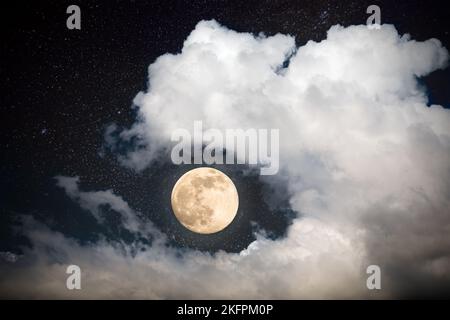 Vollmond am Nachthimmel Stockfoto