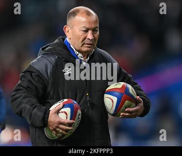 Eddie Jones Head Coach of England während des Vorspieles Aufwärmen vor dem Herbst-Länderspiel England gegen Neuseeland im Twickenham Stadium, Twickenham, Großbritannien, 19.. November 2022 (Foto von Craig Thomas/News Images) Stockfoto