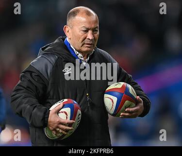 Eddie Jones Head Coach of England während des Vorspieles Aufwärmen vor dem Herbst-Länderspiel England gegen Neuseeland im Twickenham Stadium, Twickenham, Großbritannien, 19.. November 2022 (Foto von Craig Thomas/Nachrichtenbilder) in, am 11/19/2022. (Foto von Craig Thomas/News Images/Sipa USA) Quelle: SIPA USA/Alamy Live News Stockfoto