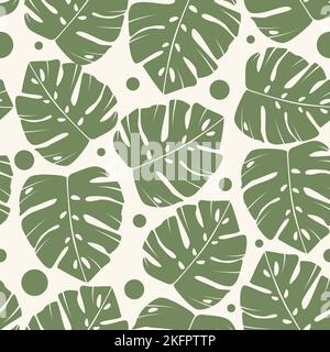 Tropisches Nahtloses Muster mit Monstera-Blättern-Elementen. Stock Vektor