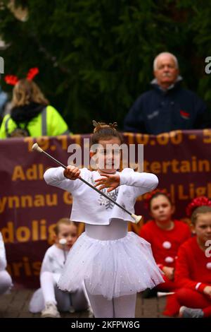 Carmarthen Town Weihnachtsbeleuchtung eingeschaltet Stockfoto