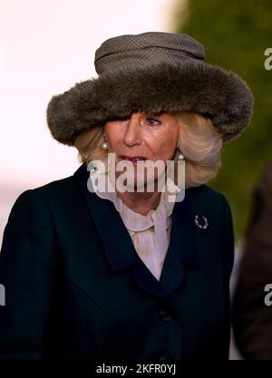 Queen Consort am November Racing Weekend Samstag auf der Ascot Racecourse. Bilddatum: Samstag, 19. November 2022. Stockfoto