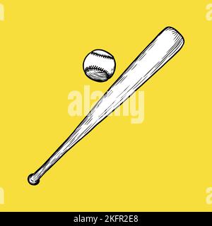 Baseballsymbol. Sport Concept, Sketch und Vintage Style. - Vektor. Vektorgrafik Stock Vektor