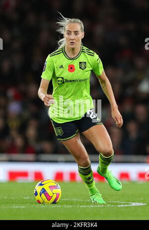 London, England, 19.. November 2022. Millie Turner aus Manchester United in Aktion während des Spiels der FA Women's Super League im Emirates Stadium, London. Bildnachweis sollte lauten: Kieran Cleeves / Sportimage Stockfoto