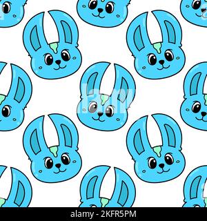 Ein Nahtloses Muster mit süßen blauen Cartoon-Tieren mit großen Ohren Stock Vektor