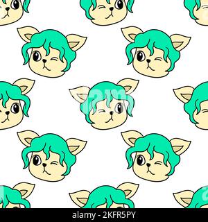 Ein nahtloses Muster süßer Cartoon-Kreaturen Stock Vektor