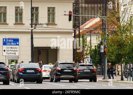 Cluj-Napoca, Rumänien - 17. September 2022: Hintz-Haus am Union Square, im Zentrum von Cluj-Napoca. Stockfoto