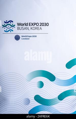 Werbeplakat für die Bewerbung der Busan World Expo 2030 in Seoul 19. Oktober 2022 Stockfoto