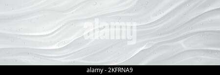 Hintergrund der flüssigen Geltextur, Hyaluronsäure-Serum. Collagen Beauty Hautpflegeprodukt. Klare kosmetische Creme mit Blasen Nahaufnahme, Hautreinigungsmittel hori Stock Vektor