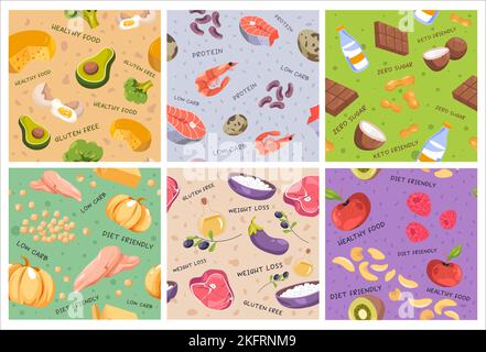 Musterdekoration mit gesunden Lebensmitteln Stock Vektor