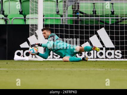 19. November 2022: VfB Stuttgart-Torwart Fabian Bredlow (33) spart sich am 19. November 2022 in Austin, Texas, bei einem Bundesliga-Freundschaftsspann zwischen dem FC Köln und dem VfB Stuttgart. Stuttgart gewann 4-2. (Bild: © Scott Coleman/ZUMA Press Wire) Stockfoto