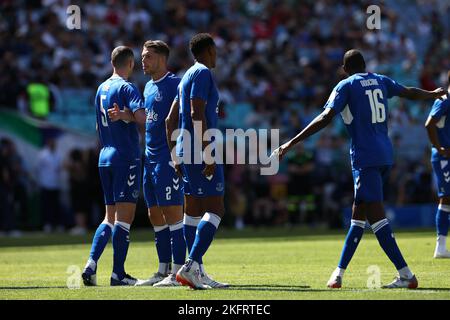 Sydney, Australien. 20.. November 2022. James Tarkowski aus Everton wird während des Sydney Super Cup Spiels Celtic gegen Everton im Accor Stadium, Sydney, Australien, 20.. November 2022 in der Wand gesehen (Foto von Patrick Hoelscher/News Images) Credit: News Images LTD/Alamy Live News Stockfoto