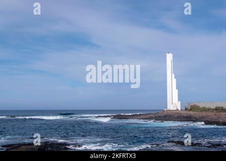 Leuchtturm in Punta del Hidalgo, Teneriffa, Kanarische Inseln, Spanien, Europa Stockfoto