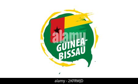 Guinea-Bissau-Flagge, Vektorgrafik auf weißem Hintergrund. Stock Vektor