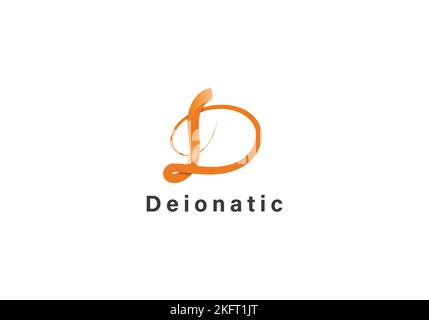 Designvorlage für das Logo „D“ mit dem Buchstaben „Hand Draw“ Stock Vektor