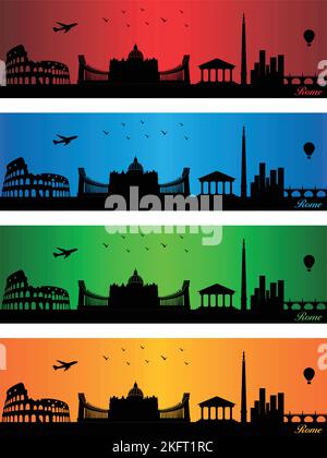 Rom Stadt in vier verschiedenen Farben - Illustration, Stadt in Farben Hintergrund, Stadt von Rom Stock Vektor