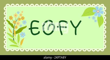 Konzeptionelle Bildunterschrift Eofy. Geschäftsübersicht ein Mega-Verkauf am Ende eines Geschäftsjahres Stockfoto