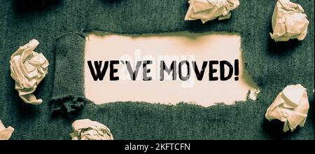 Konzeptuelle Darstellung We'Ve bewegte sich. Konzeptionelles Foto, das von einem anderen Ort desselben oder eines anderen Landes leben wird Stockfoto