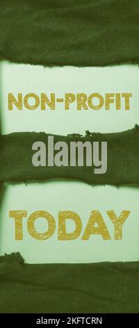 Konzeptionelle Darstellung gemeinnützig. Geschäftskonzept zur Bereitstellung von Produkten oder Dienstleistungen ohne Rückzahlung Stockfoto