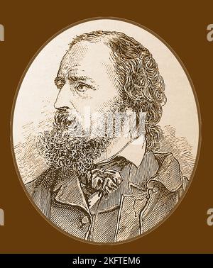 Ein Porträt von Alfred Lord Tennyson aus dem späten 19.. Jahrhundert. --- Alfred Tennyson, 1. Baron Tennyson FRS ( 1809 – 1892) war ein englischer Dichter, der als Poet Laureate diente. Er war auch Mitglied des Oberhauses, Lord Temporal Stockfoto