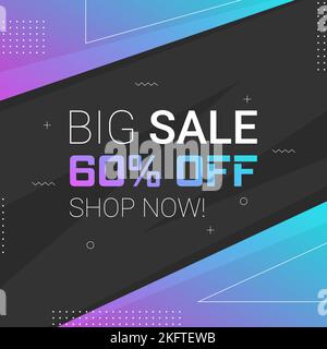 Trendiges memphis Design quadratisches Banner 60 % Rabatt Stock Vektor