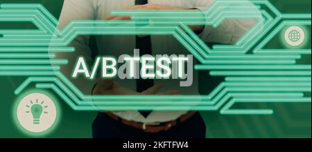 Schild mit A-nach-B-Test. Konzeptfoto einfacher kurzer Fragebogen Forschungsexperiment Query Survey Stockfoto