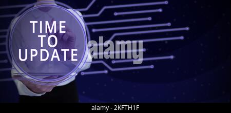 Inspiration, die zeigt, wie viel Zeit zum Aktualisieren bleibt. Wort für die neuesten Informationen über eine bestimmte Situation Stockfoto
