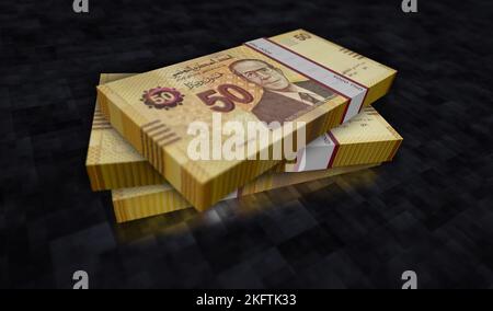 Tunisia Money Tunisian Dinar Money Pack 3D Illustration. TND-Banknotenbündelstapel. Konzept der Finanzen, Bargeld, Wirtschaftskrise, Geschäftserfolg, reces Stockfoto