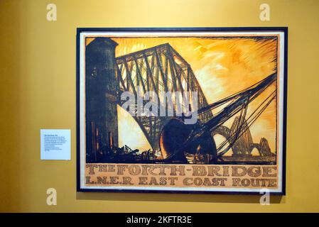 Alte Bahnposter der Forth Rail Bridge National Museum of Scotland, Chambers St, Edinburgh EH1 1JF Stockfoto