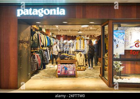 HONGKONG, CHINA - CA. DEZEMBER 2019: Patagonia-Laden in Hongkong Stockfoto