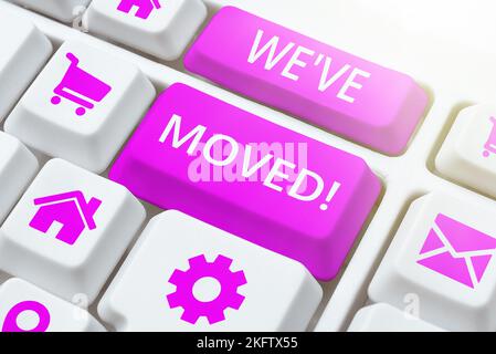 Konzeptuelle Darstellung We'Ve bewegte sich. Konzeptionelles Foto, das von einem anderen Ort desselben oder eines anderen Landes leben wird Stockfoto