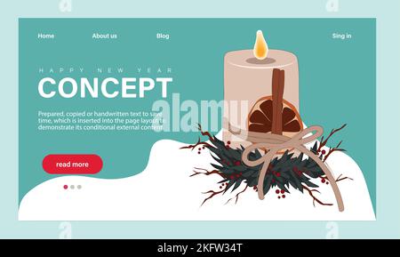 Winter Season Holidays, Corporate Party Event Feier Landing Page Template. Kleine Charaktere feiern das neue Jahr mit riesigen 2023 Stock Vektor