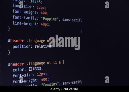 Code der Web-Seite auf einem Computerbildschirm angezeigt Stockfoto