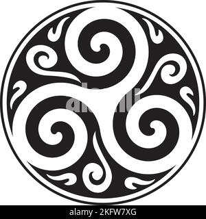 Keltischer Knoten und Triskelion Kreis - keltisches Symbol - Dreifaltigkeit - Heilige Geometrie - Energie Stock Vektor