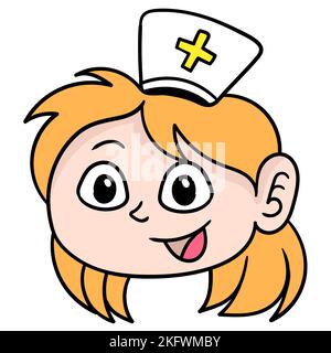 Ein editierbarer Vektor eines blonden Mädchens mit einem Schwesternhut Stock Vektor