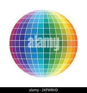 Abstrakter Kreis mit bunten quadratischen Fliesen. Regenbogen Spektrum Mosaik runde Form. Flacher Style. Vektorelement für Design. Stock Vektor