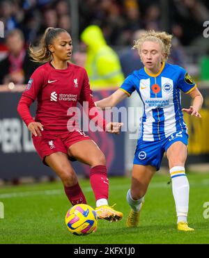 Crawley, Großbritannien. 20.. November 2022. Crawley, England, November 20. 2022: Taylor Hinds (12 Liverpool) spielt beim Barclays Womens Super League Fußballspiel zwischen Brighton und Liverpool im Broadfield Stadium in Crawley, England. (James Whitehead/SPP) Quelle: SPP Sport Press Foto. /Alamy Live News Stockfoto