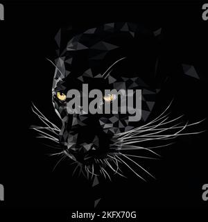 Schwarzer Pantherkopf mit geringem Poly-Vektor-Kunstgegenstand Stock Vektor