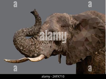 Elephant Low-Poly-Vektor-Kunst Stock Vektor