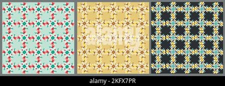 Set aus nahtlosem, zartem Blumenmuster. Stock Vektor