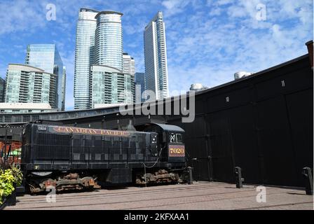 Antike Lokomotive im Eisenbahnmuseum in Toronto, Kanada Stockfoto