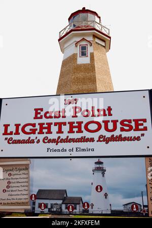 East Point Lighthouse wird in East Point, PEI, renoviert. Stockfoto