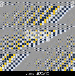 Tapetendesign mit Kreisen in Blau, Gelb und Grau. Stockfoto